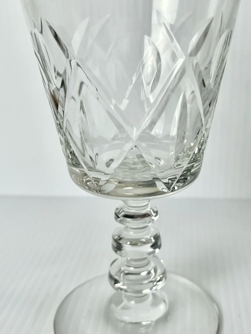Set of Four Rock Sharpe Olive and Cross Footed Water / Wine Goblets